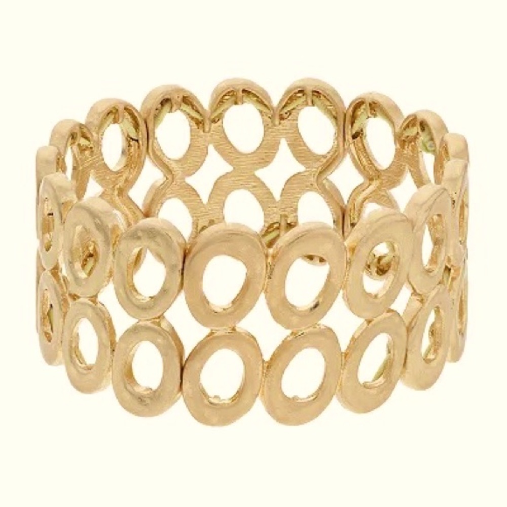 Bella Uno Gold Tone Oval Stretch Bracelet